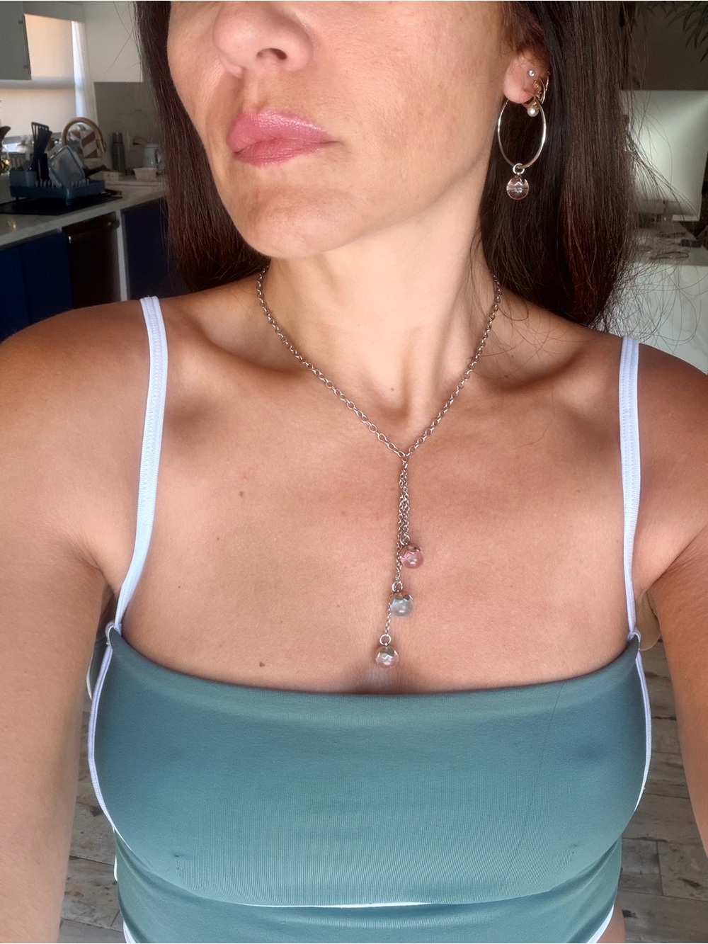 Swatch Silver Necklace, Bracelet & Hoop Earrings with Red, Blue & Green Charms